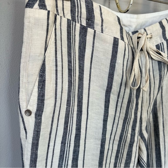 NWT Michael Stars Vertical Stripe Linen Wide Leg Pant Ivory & Chambray S 4/6 - Picture 5 of 14